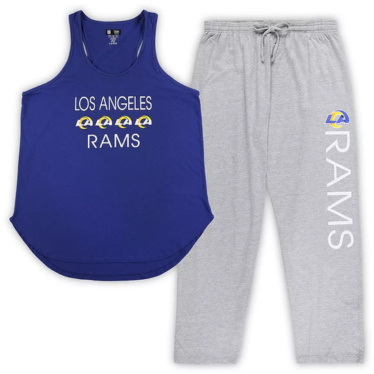 Women's Concepts Sport Royal/Gold Los Angeles Rams Plus Size Meter Tank Top and Pants Sleep Set, Size: 2XL, LAR Blue