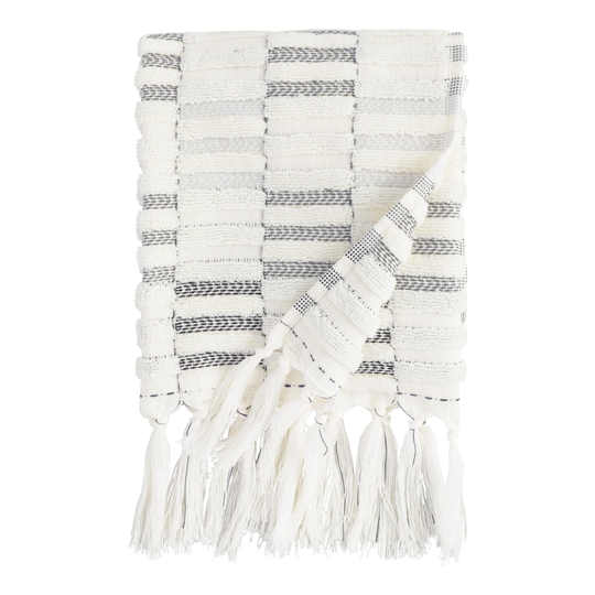 Black And Ivory Sculpted Stripe Sloan Hand Towel by World Market