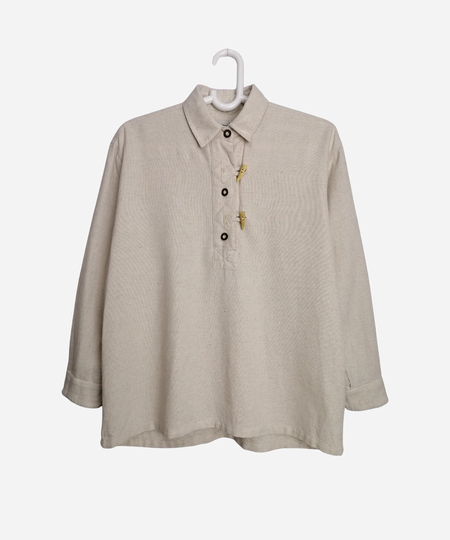 Trachten Womens Folk Shirt, Linen Blend Dirndl Blouse, Traditional Austrian Button Up, Oktoberfest Tyrol German Bavarian Alpen Shirt
