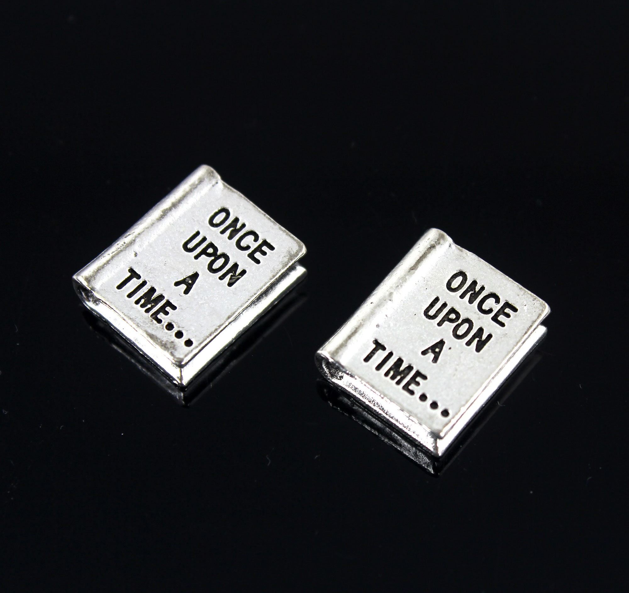 10 Pcs Once Upon A TimeHapply Ever After Charm Pendant , Antique Silver Charm12x15mmYf112