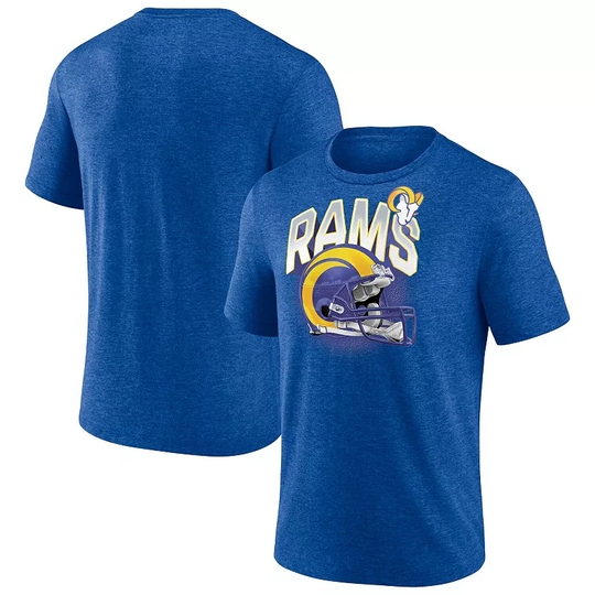 Men's Fanatics Branded Heathered Royal Los Angeles Rams End Around Tri-Blend T-Shirt, Size: Large, Blue