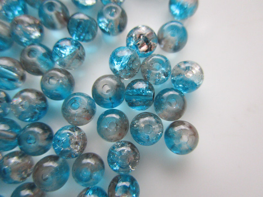 72 Two-Tone Turquoise Glass Beads With Silver Foil Inclusions, 4mm Round