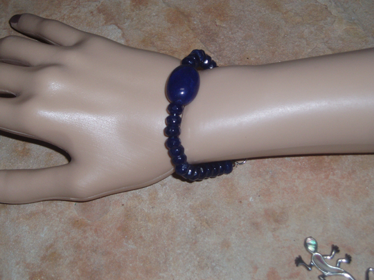 151.00 Carats Of Dark Blue Sri Lanka Sapphire Gemstones, 925 Silver Bracelet