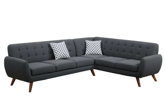 Poundex Galiana Midcentury Ash Black Polyester/Blend Sectional | F6962