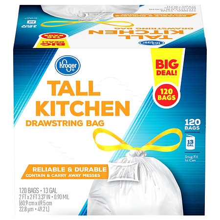 Kroger Tall Kitchen Drawstring Trash Bags - 120.0 ea