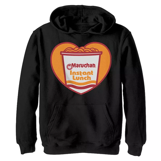 Boys 8-20 Maruchan I Love Maruchan Heart Figure Hoodie, Boy's, Size: Large, Black