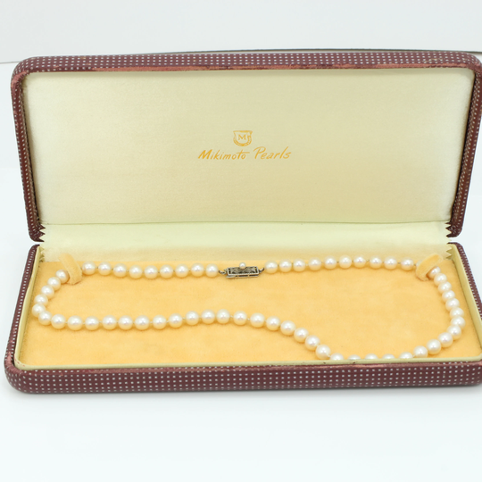 Vintage Mikimoto Pearl Necklace Sterling Silver 1950S Japan 17.5''