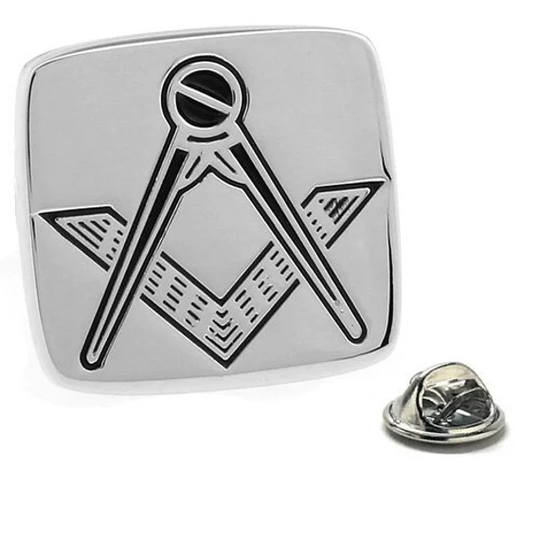 Freemasonry Pin Masonic Symbol Lapel Freemason Enamel Silver Tone Compass & Square Tie Tack Comes in Gift Box