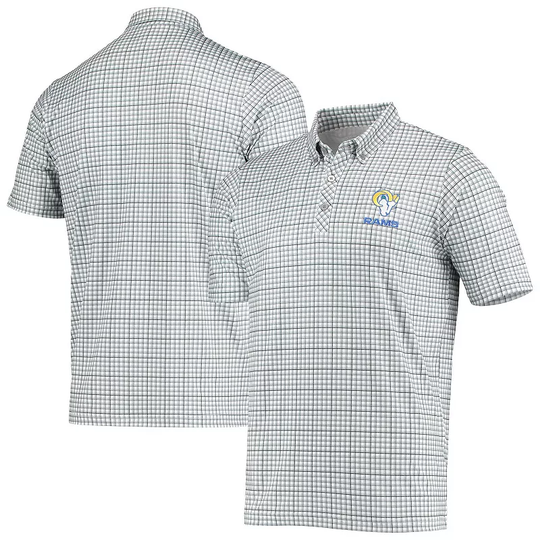 Men's Antigua Gray/Black Los Angeles Rams Deliver Button-Down Polo, Size: Small, LAR White