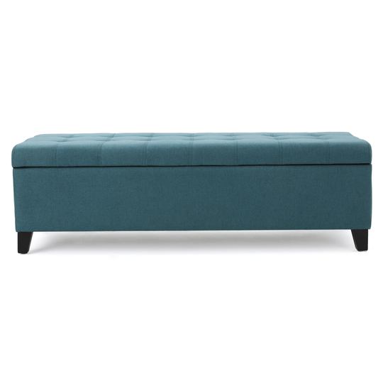 Best Selling Home Decor Mission Midcentury Dark Teal Polyester/Polyester Blend Rectangle Integrated Storage Ottoman in Blue | 299866