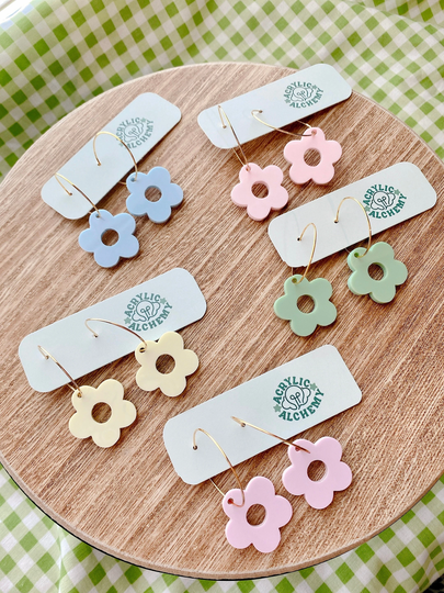 Pastel Simple Flower Hoops | Floral Wire Hoop Earrings