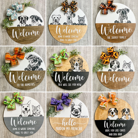 Fall Dog Wreath, Decor, Autumn Door Hanger, Front Thanksgiving Personalized Pet Everyday Sign