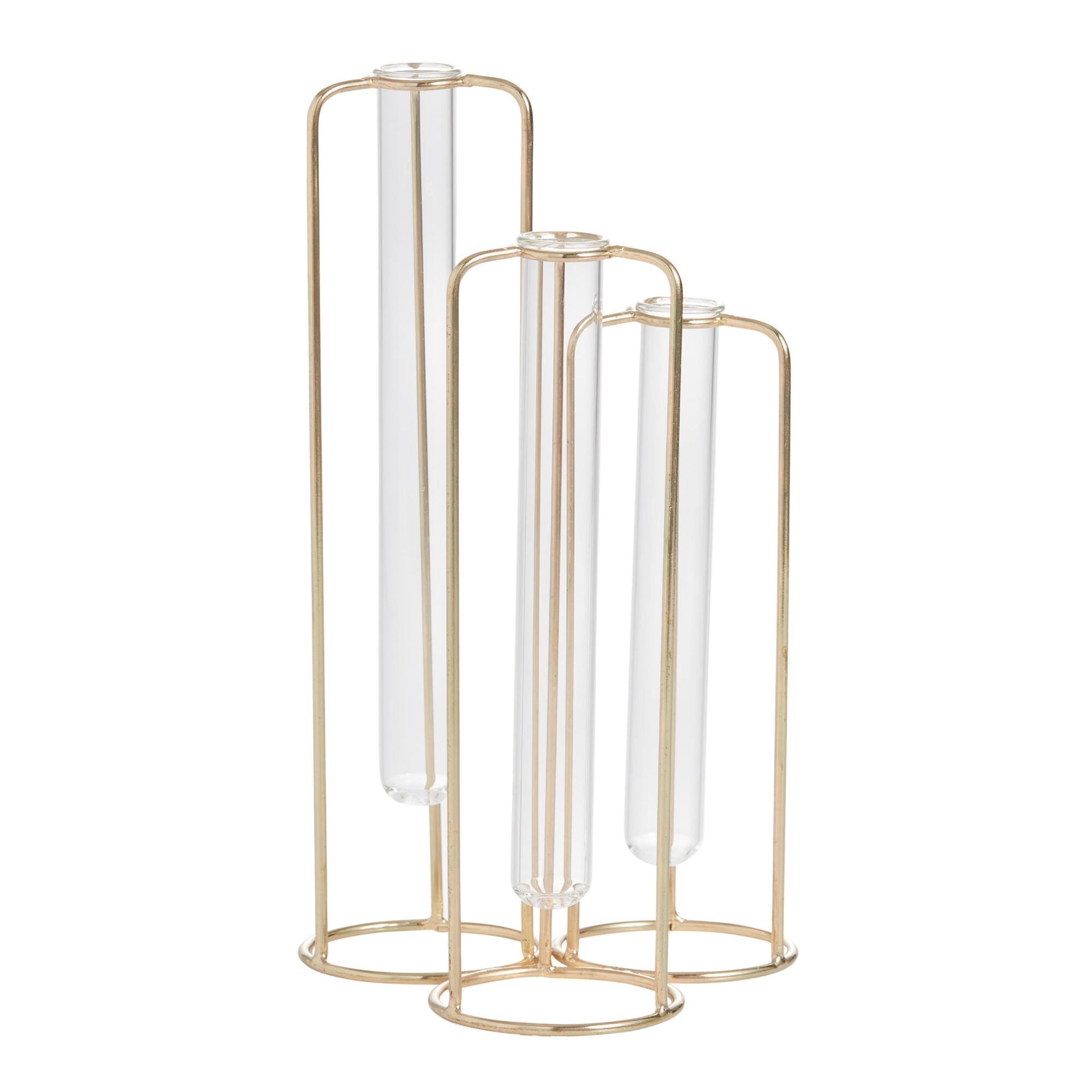Gold and Glass Staggered Test Tube Vases by World Market