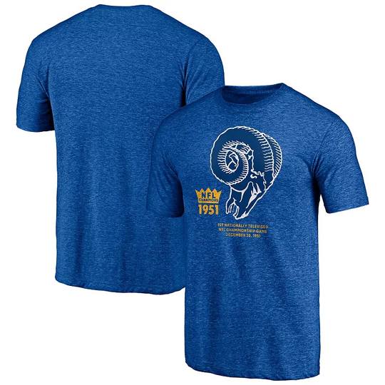Men's Fanatics Branded Heathered Royal Los Angeles Rams Hometown Collection Throwback T-Shirt, Size: Medium, LAR Blue