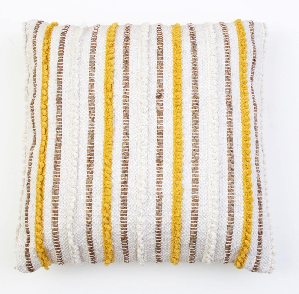 Decor Therapy Thro by Marlo Lorenz 20-in x 20-in Yellow Woven Cotton Blend Indoor Decorative Pillow Polyester | TH022465002E