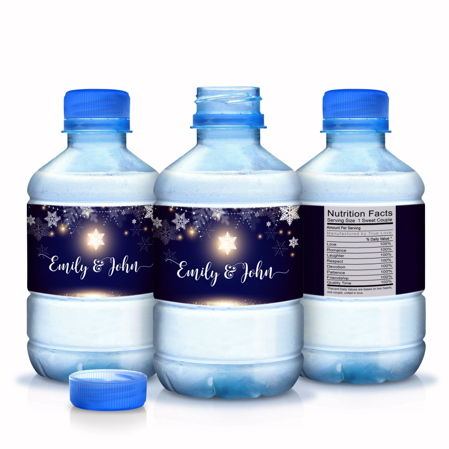 30 Winter Wedding Decor - Snowflake Water Bottle Labels Bottled Waterproof
