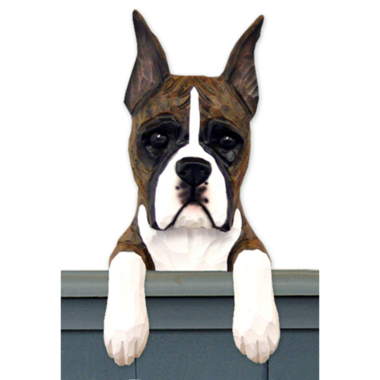 Wood Carved Boxer Door Topper, Gift, Memorial Figurine, Plaque, Cropped Ear Gift
