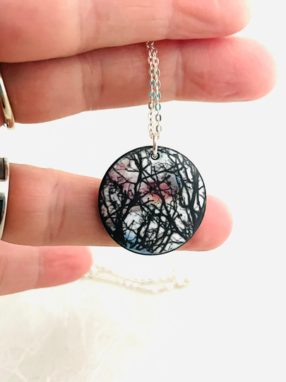 Tree Branch Necklace, Pendant, Enamel Handmade Jewelry, Nature Lover Gift For Her, Valentines Necklace