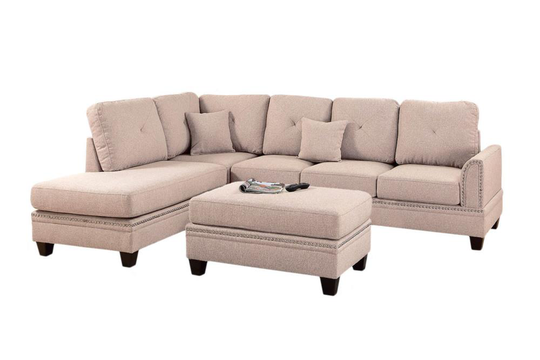 Poundex Bandele Casual 3-Piece Polyester/Polyester Blend Coffee Living Room Set in Brown | Y651317