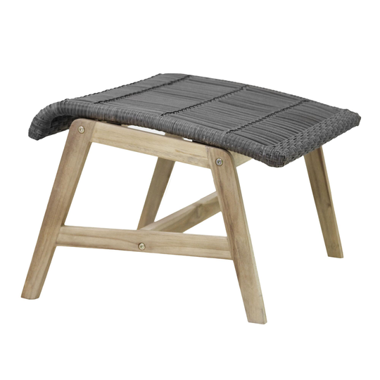 Gray All Weather and Teak Hakui Outdoor Patio Ottoman Set Of 2 - Resin by World Market