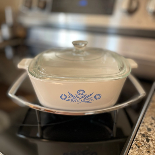 1 1/2 Quart Blue Cornflower P-1 1/2-B Casserole Saucepan With Lid & Cradle By Corning Ware | P-11-M-1