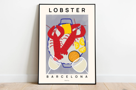 Lobster Poster, Art Print, Kitchen Poster Painting, Seafood Foodie Gift, Housewarming Gift