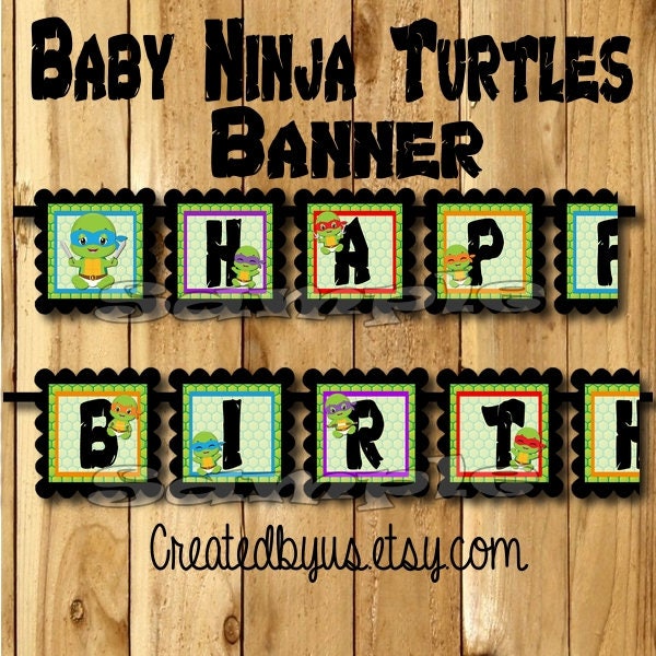 Baby Ninja Birthday Banner Warrior Turtle Banner Decorations Turtle Theme 1st Birthday Name