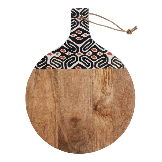 Round Rainforest Geo Enamel Wood Serving Board: Multi by World Market
