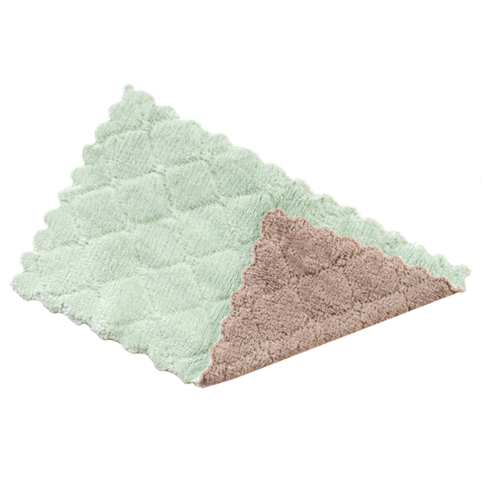 Tousimaii Towel Soft Delicate Coral Fleece Water Adsorbtion Dishcloth for Kitchen - coffee+green