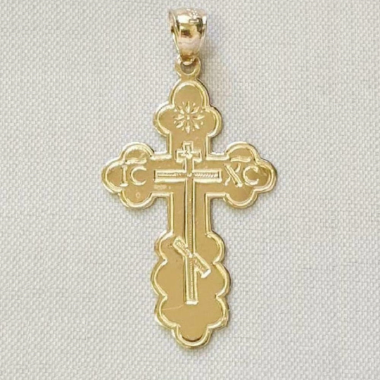 14K Yellow Gold Orthodox Cross Pendant