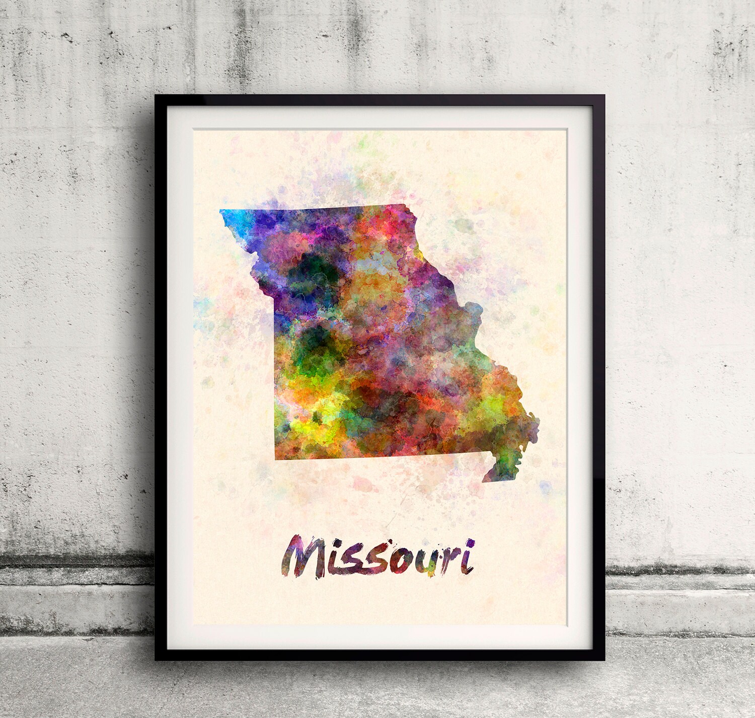 Missouri Us State in Watercolor Background 8x10 In. To 12x16 Poster Digital Wall Art Illustration Print Art Decorative - Sku 0412