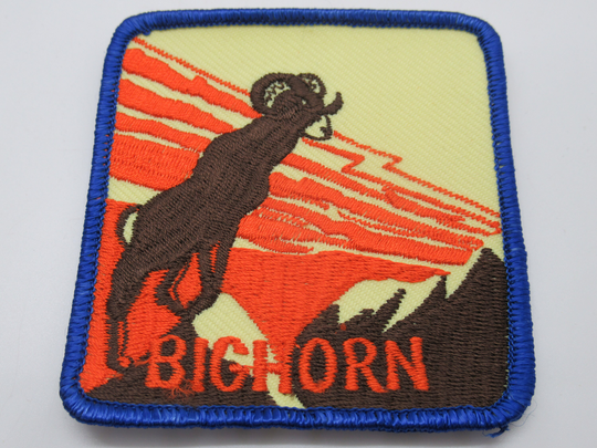 Big Horn Ram Sheep Mountain Range Vintage Souvenir Iron-On Square Travel Patch