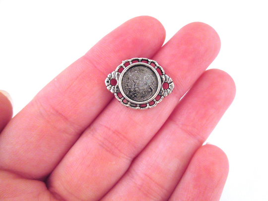 10 10mm Silver Round Connector Charms, B211