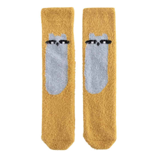 1 Pair Toddler Socks Warm-keeping Cartoon Pattern Blend Fabric Good Elasticity Infant Knee Long Socks for Home - yellow