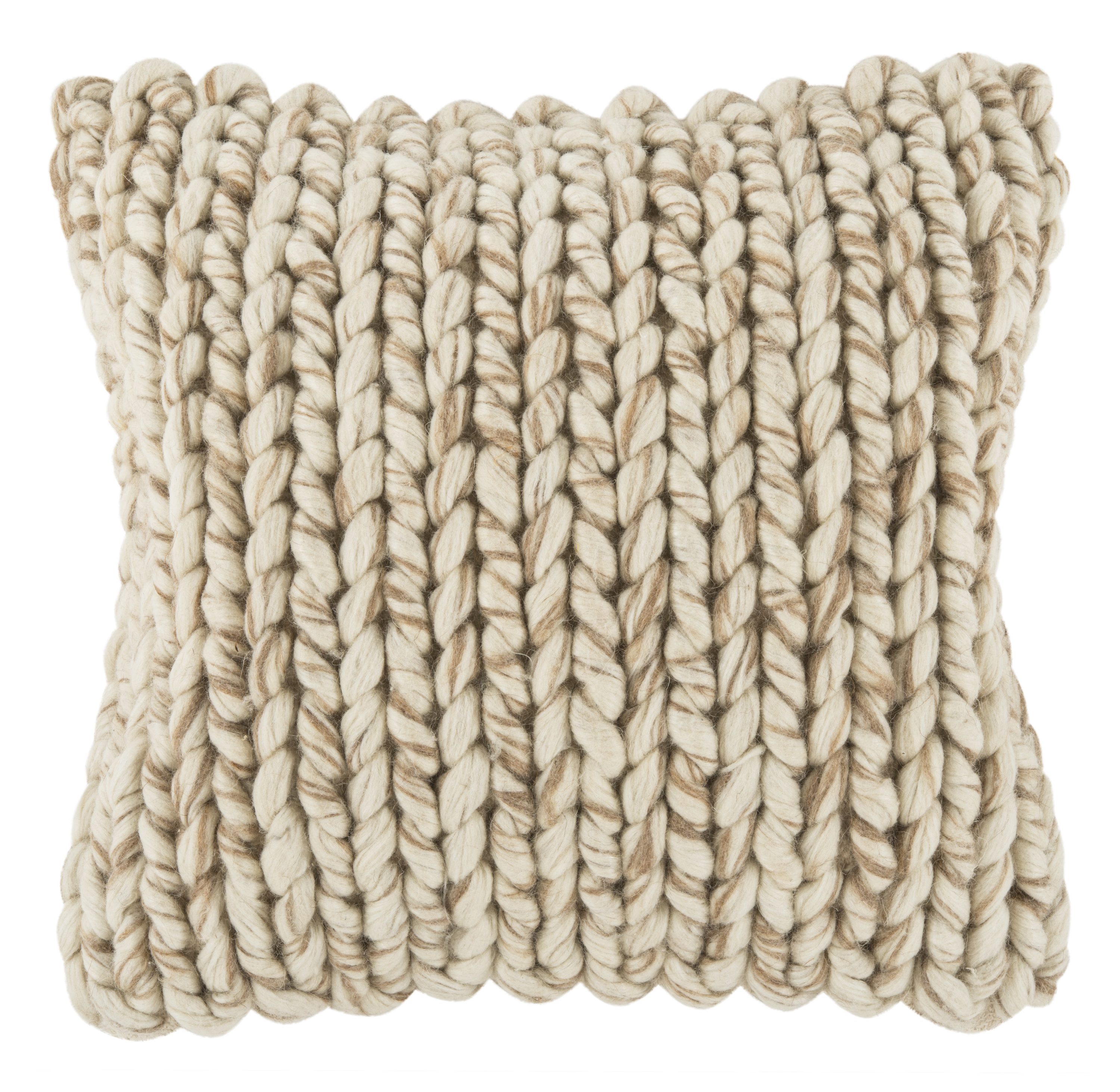 Safavieh Textures and Weaves 20-in x 20-in Natural Taupe Blend Handloom Wool Indoor Decorative Pillow Cotton in Brown | PLS114A-2020