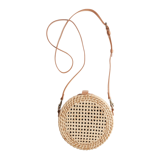 Woven Cane Circle Crossbody Bag: Natural by World Market