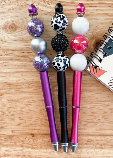 1 Bubblegum Beaded Pen, Metal Pens, Gift For Family, Friend, Stocking Stuffer