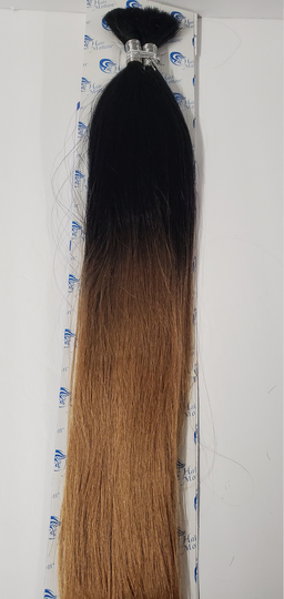 Human Hair Blended Tangle-Free Yaki Bulk; Straight; For Braiding; Ombre; Women
