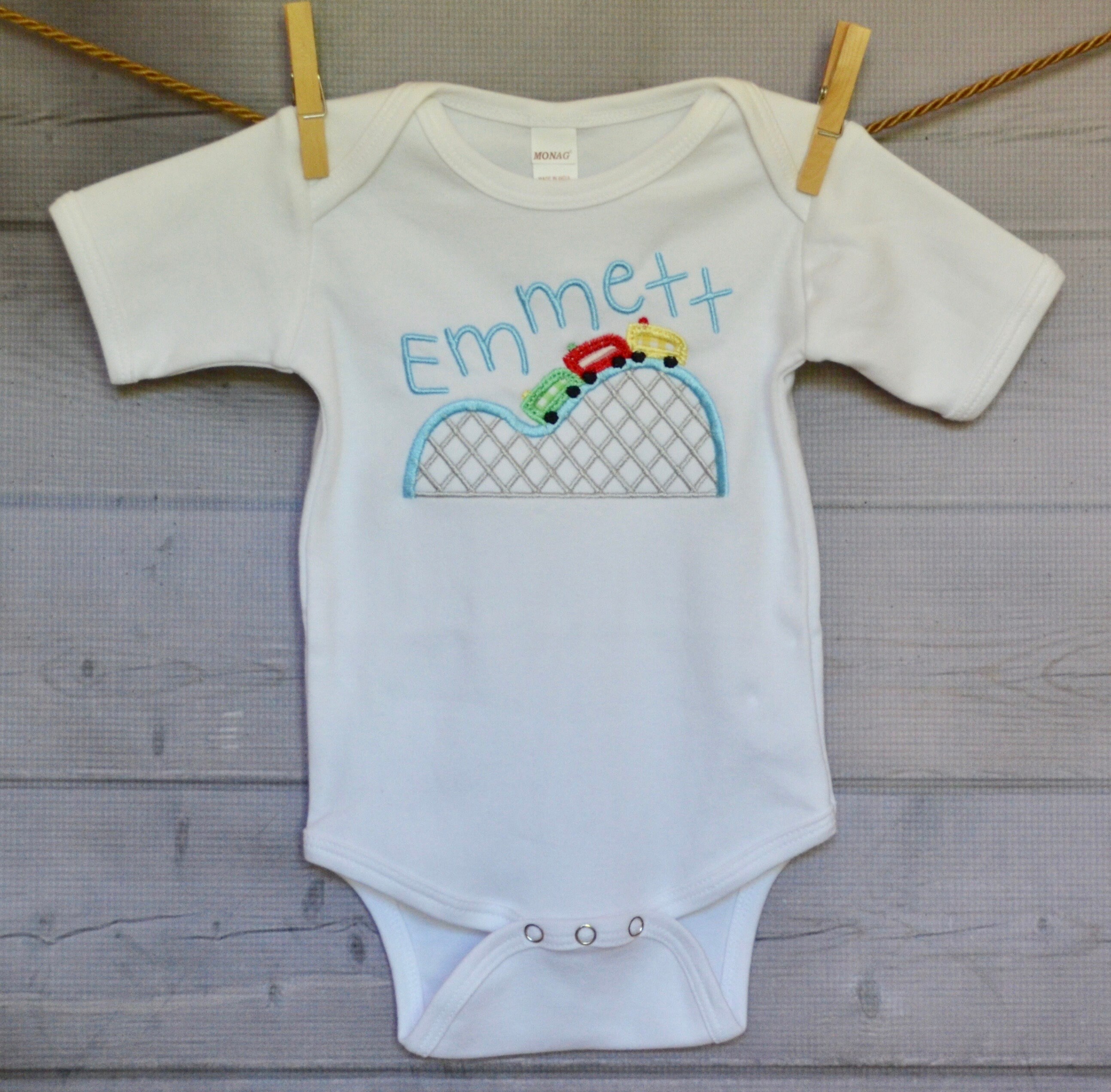 Boys Personalized Carnival Fair Roller Coaster Applique Shirt Or Bodysuit Girl Boy