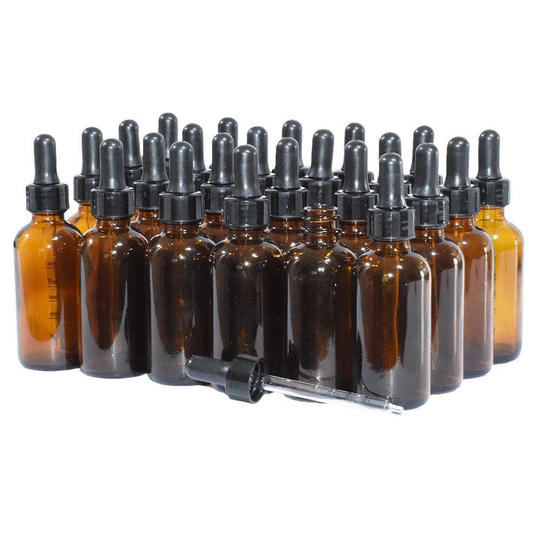 2 Oz. Amber Boston Round With Large Bulb Graduated Black Glass Dropper | 20/400 | V8 | V12