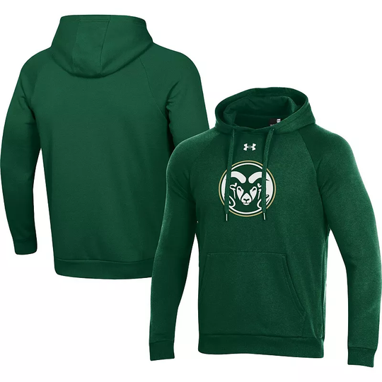 Men's Under Armour Green Colorado State Rams Primary School Logo All Day Raglan Pullover Hoodie, Size: Small, CST Green