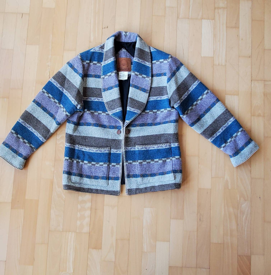 Blanket Jacket Lined Wool Blend Blazer Southwestern Blanket Coat Blazer Women's Medium Is Midwest Garment Company