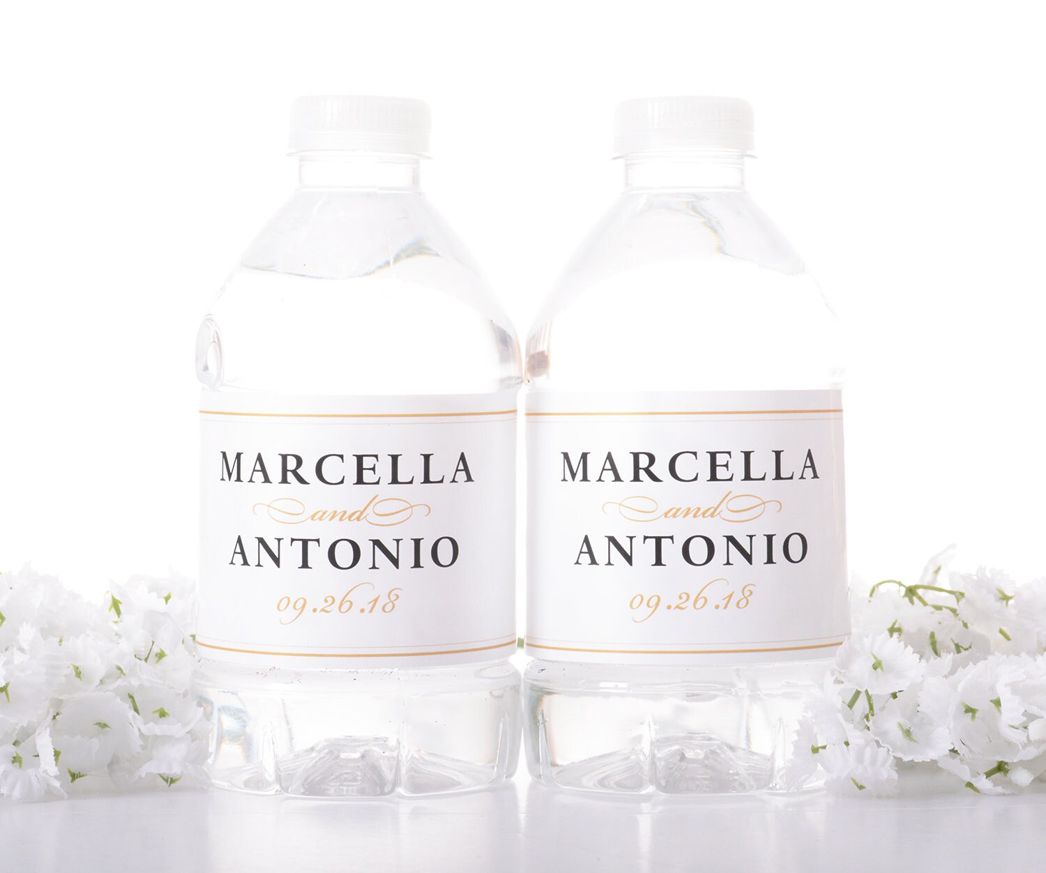 Custom Wedding Labels - Waterproof Stickers Water Bottle Bottled Wrap Elegant Theme