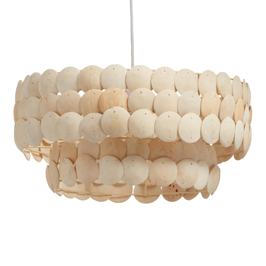White Coconut Shell Two Tier Alana Pendant Lamp - Coconut Husk by World Market