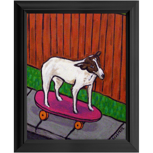 Rat Terrier Ready To Hang Framed Dog Art 11x14 Skateboarding Print Decor Gift