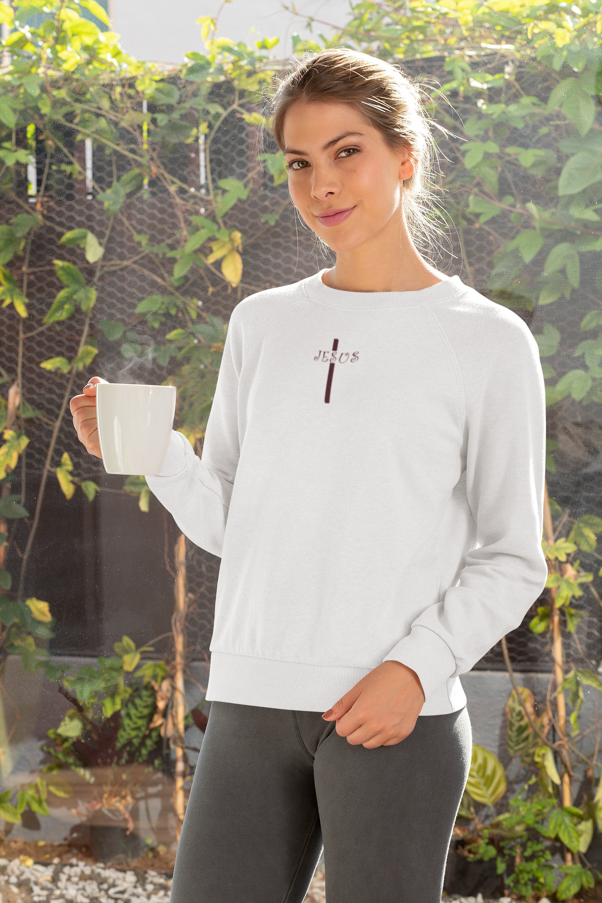 Heavy Blend Crewneck Sweatshirt Jesus Cross Small-5xl"
