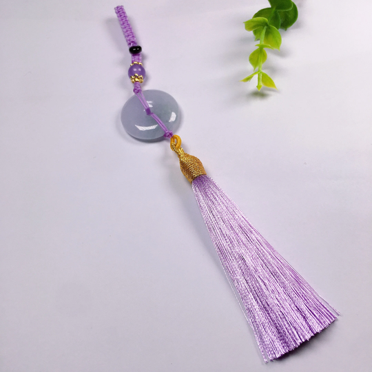 A Natural Jade & Hand-Woven Jade, Pink Tassels, Exquisite Car Accessories Bag Pendants