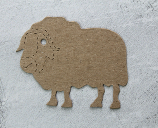 3 Ram Chipboard - Bare Sheep Animal Die Cuts Farm 2 7/8" W