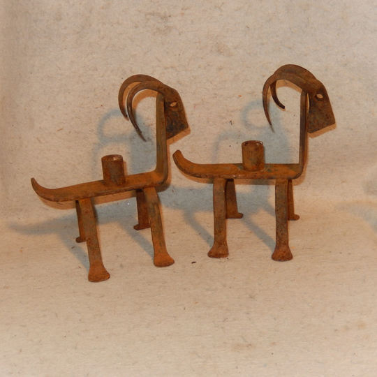 Pair Mcm Sweden Candle Holder Ram Goat Brutalist Welded Metal Sculpture Art Iron ~Free Shipping