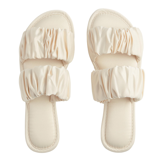 Ivory Satin Double Strap Slippers by World Market